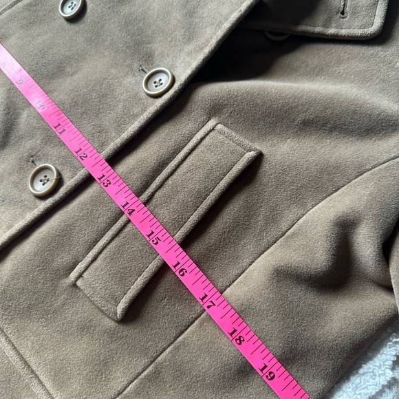 Vintage French Connection Tan faux suede Double-breasted Peacoat Jacket Size 8 - Picture 10 of 11